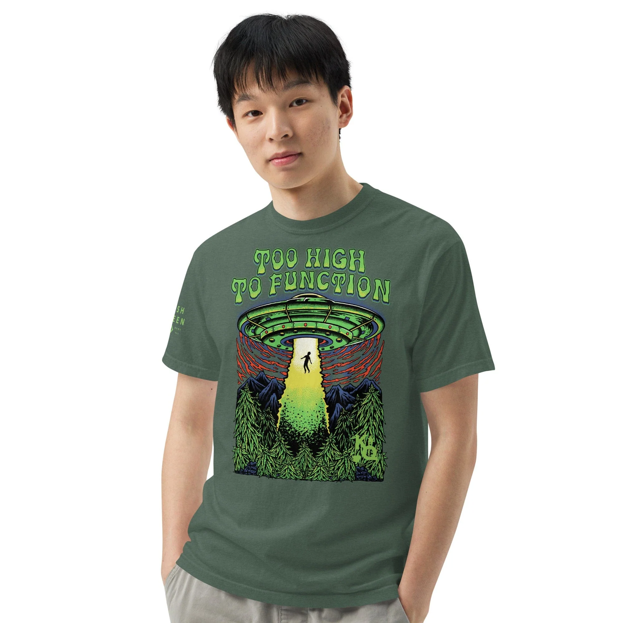 'Too High To Function' Unisex garment-dyed heavyweight t-shirt - Image 11