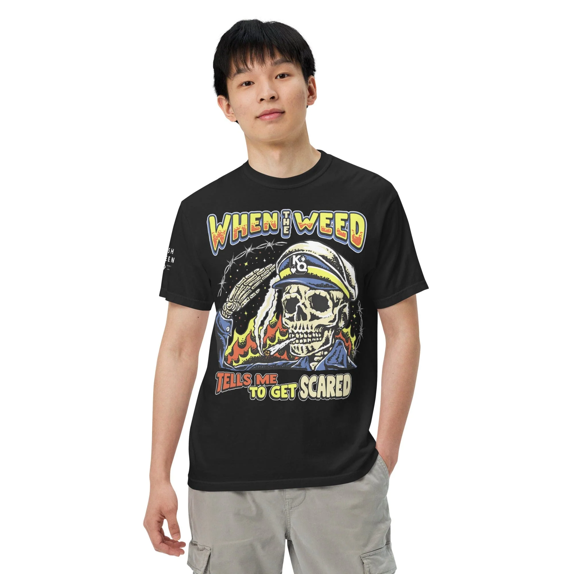 'When The Weed Tells Me To Get Scared' Unisex garment-dyed heavyweight t-shirt - Image 3